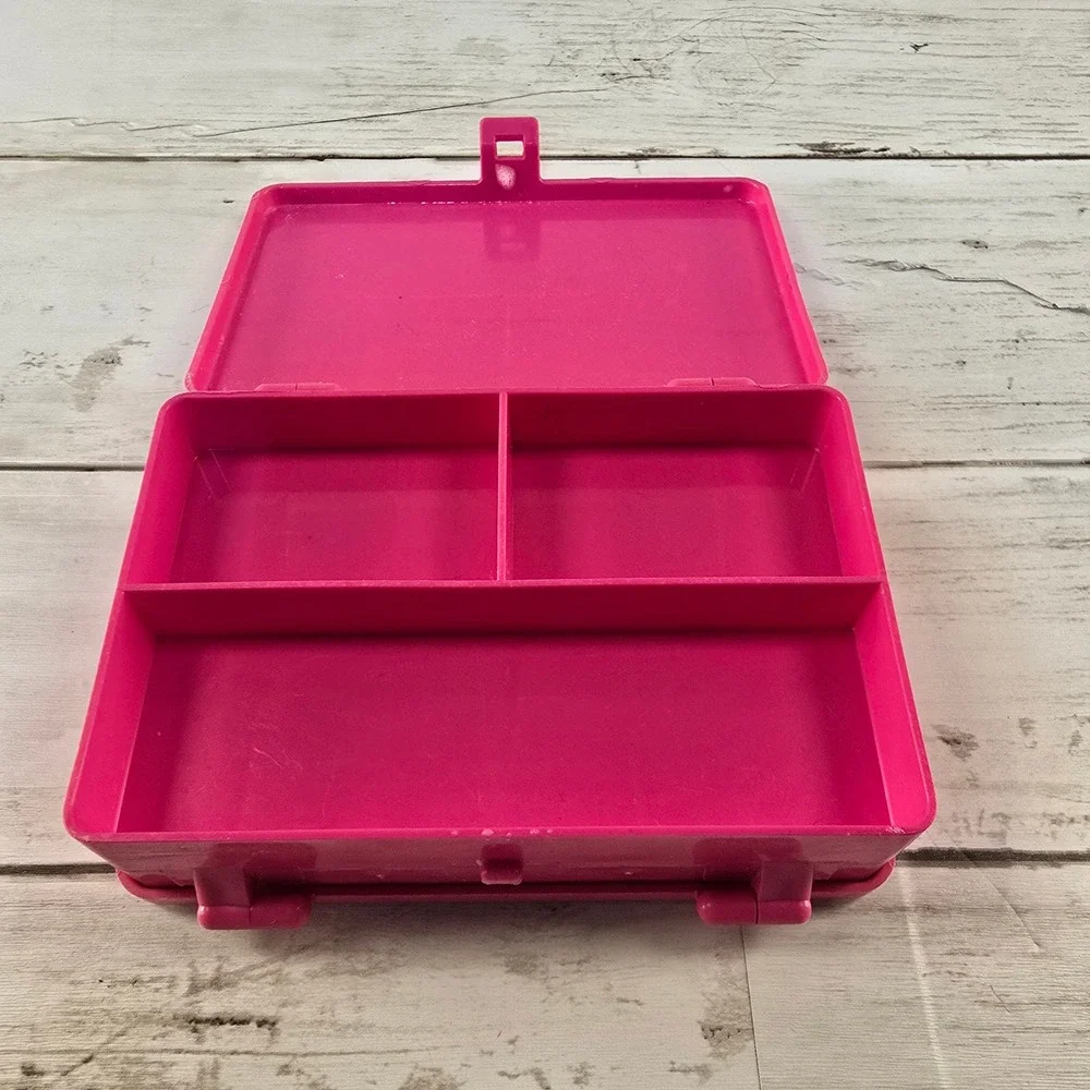 Vintage Caboodles Pink Small Double Sided Makeup Jewelry Organizer Case 90s